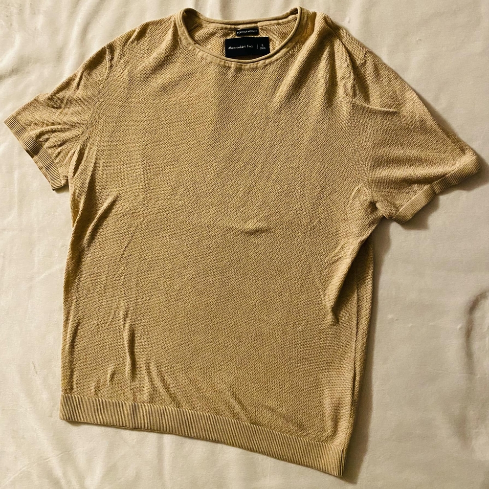Mens Abercrombie Beige/Black Short Sleeve Knit Top